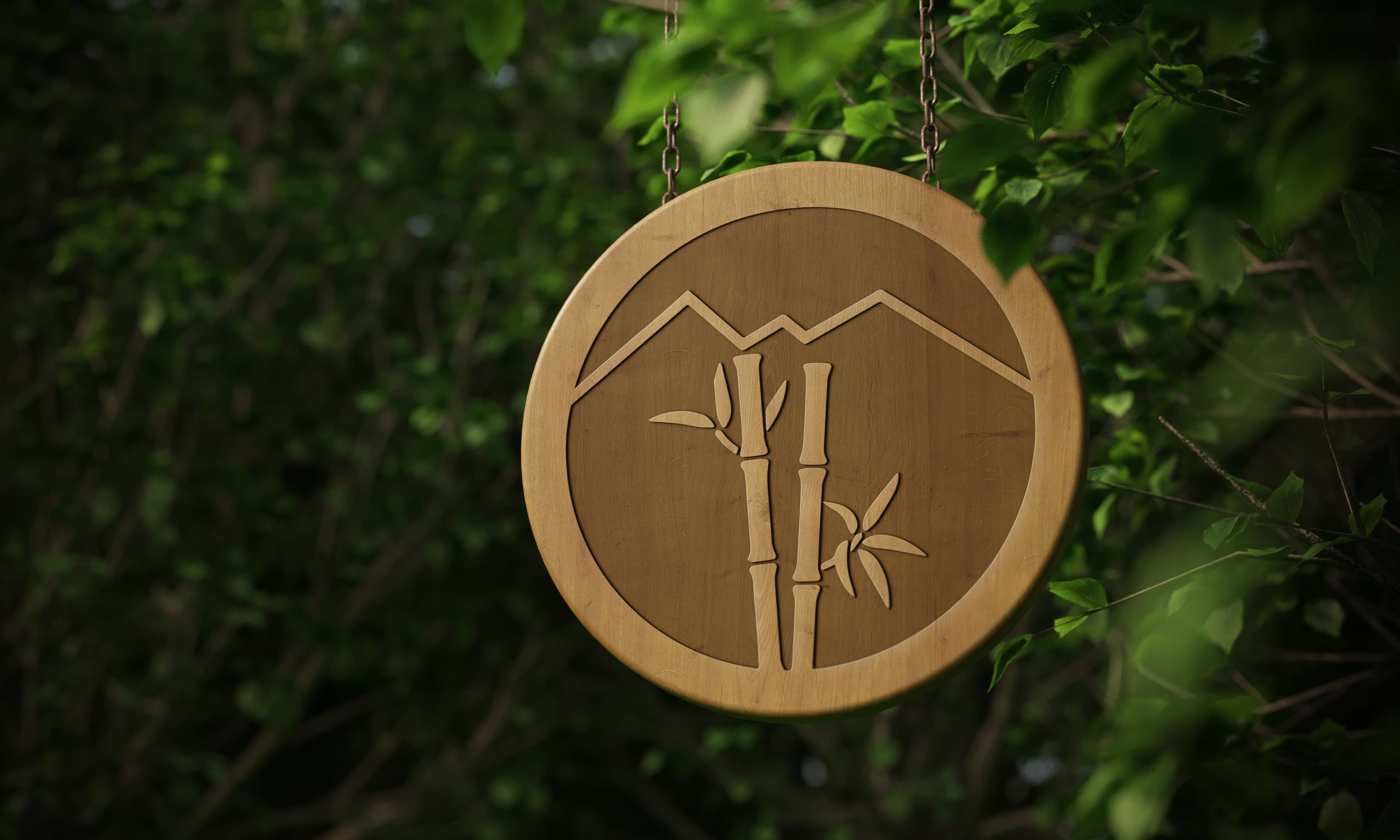 Hotel wood sign mockup
