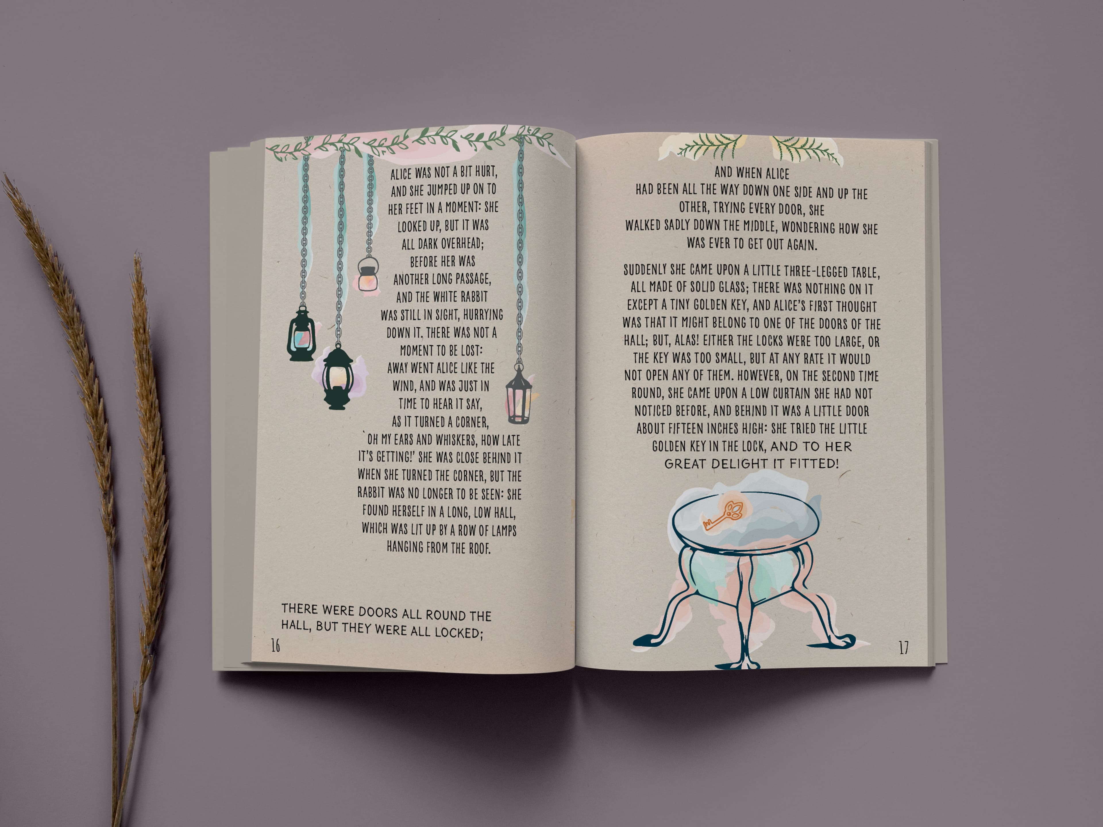 Alice in Wonderland book layout detail