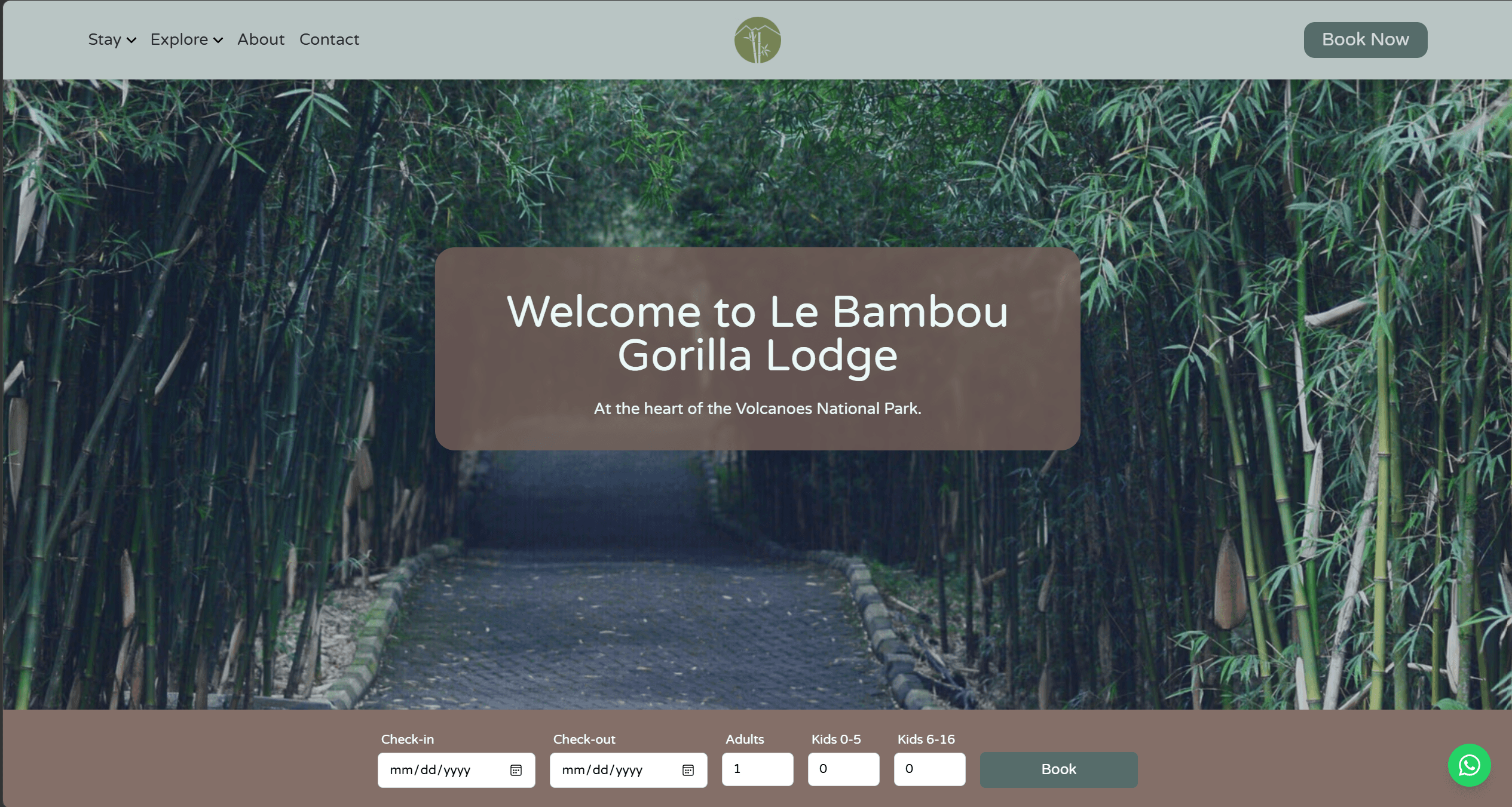 Le Bambou landing page on desktop